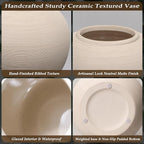 Tall Ceramic Vase 12 Inch Neutral Textured Vase,Cream Ceramic Vase for Home Decor,Farmhouse Tall Ceramic Flower Vase for Dining Table,Living Room,Kitchen,Bedroom,Entryway