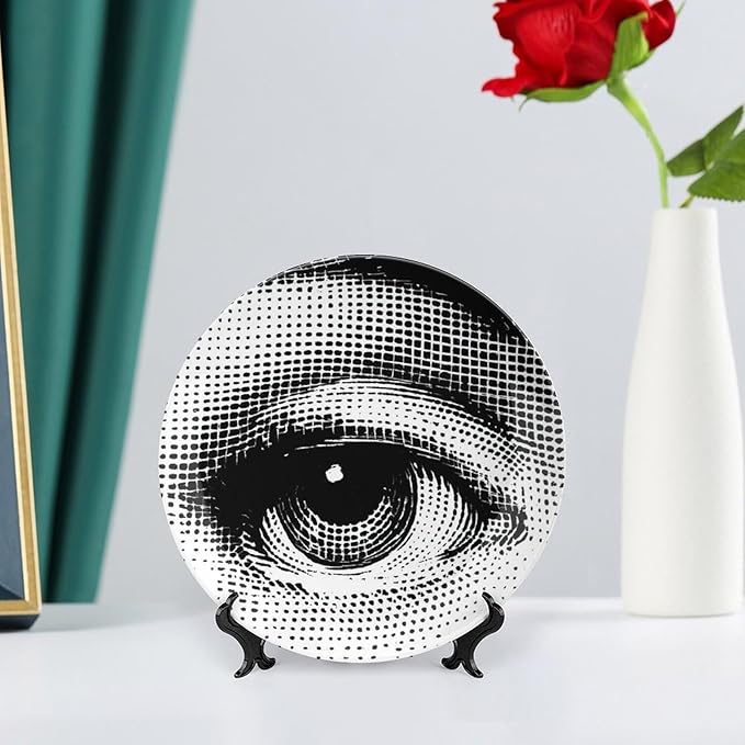 Lina Cavalieri Plate, Wall Decorative Plate, Mysterious Face Plate Wall Hanging Decoration,Including Bracket And Special Spring HooK,style-10,7inch