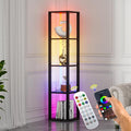 VILICK Corners Shelf with Light 5 Tier Tall Standing Shelf Dimmable Corner Floor Lamp with Shelves LED Corner Bookshelf Display Cabinet Shelf for Living Room, Bedroom, Home Decor