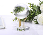 Hipiwe Acrylic Display Stand - Three Metal Peg Display Easel with Acrylic Base for Sphere Crystal Ball Mineral Geodes Rock Agate Small Collectibles Home Decor,Gold,Large