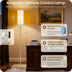 Dimmable Floor Lamp for Living Room with Remote and Foot Switch, Standing Tall Lamp, Bulb Included, 3000K-6500K, Beige and Gold, FCC Listed DE06LD05W1