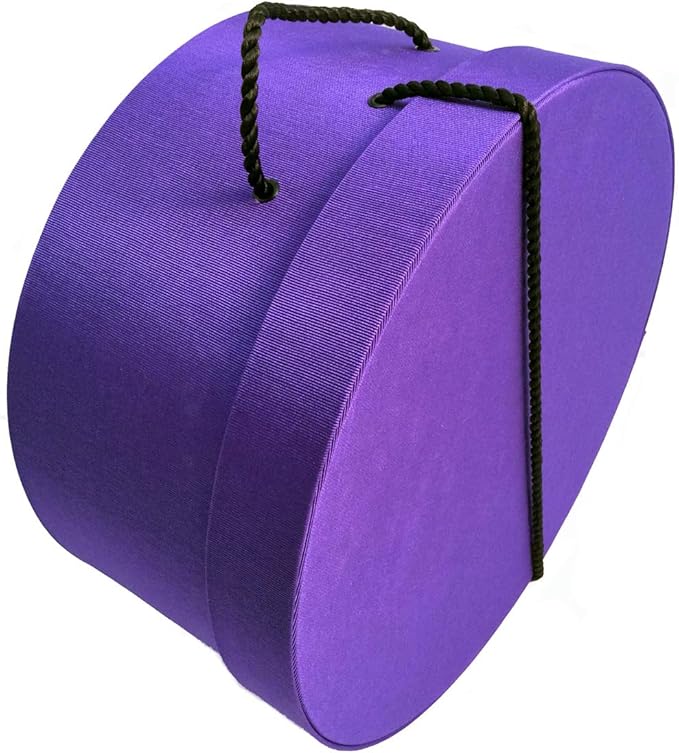 Sarah's Hat Boxes Classic Dark Purple Hat Box – 8.75" x 4.5" (Dia. x Ht.) Handmade in USA – Odorless Non-Toxic Adhesive, Cording Handle – Premium Storage for Hats & Accessories