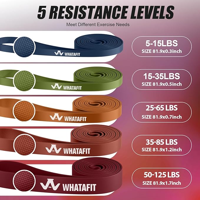 WHATAFIT Resistance Bands,Pull Up Assist Bands Set with Handles, Exercise & Workout Bands with Door Anchor for Men & Women – Home Fitness Equipment for Strength Training, Stretching