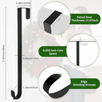 Roycraft Wreath Hangers 2 Pack for Front Door Christmas Ornament Black Wreath Hook Steel Over The Door Hanger Hook
