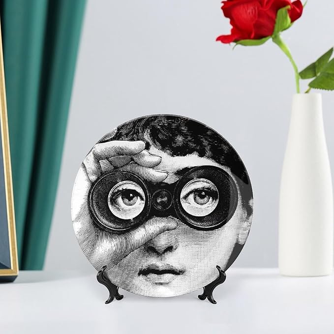 Lina Cavalieri Plate, Wall Decorative Plate, Mysterious Face Plate Wall Hanging Decoration,Including Bracket And Special Spring HooK,style-8,7inch