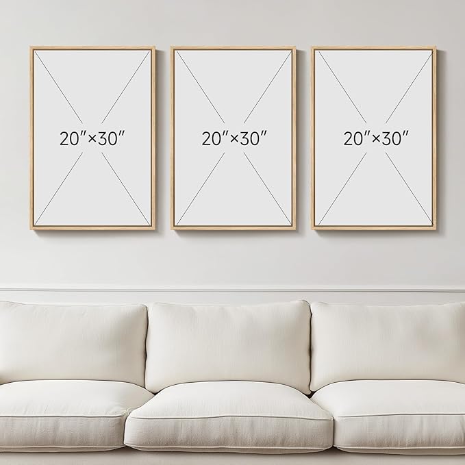 Large 3D Textured Framed Boho Neutral Wall Art for Living Room, 3 Piece Modern Minimalist Texture Paintings Artwork for Walls, Brown Beige Tan Geometric Pictures for Hallway Office Wall Decor 20x30 In