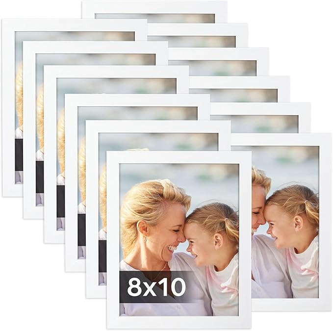 Lyeasw 8x10 Picture Frames White 12 Pack, Multi 8 by 10 Photo Frame for Wall Mount or Tabletop Display