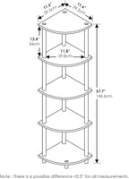 Furinno TURN-N-TUBE Corner Shelf Set of 2, 5-Tier Corner Bookshelf, Open Storage Shelves, for Organization and Storage, Living Room, Home Office, Garage, Columbia Walnut