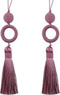 2 Pack12 Inch Door Tassel with 4 Inch Cord Loop, Handmade Key Tassel with Wooden Ring, DIY Accessories for Home Decoration (Pink)