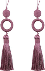 2 Pack12 Inch Door Tassel with 4 Inch Cord Loop, Handmade Key Tassel with Wooden Ring, DIY Accessories for Home Decoration (Pink)