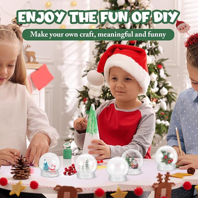 10PCS Plastic Snow Globe Water Globe 2.36 Inch DIY Clear Snow Globe with Screw Off Globe Kit for Christmas DIY Crafts Home Decoration
