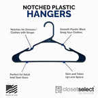 Plastic Hangers 50 Pack - Space Saving Clothes Hangers, Made in USA, Durable & Strong Plastic Shirt & Coat Hanger with Notches & Shoulder Grooves, Non-Slip Hangers | Blue Sapphire