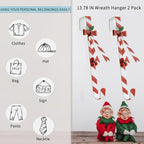 2 Pack Candy Cane Wreath Hangers for Front Door,Christmas Decoration Metal Over The Door Wreath Hanger Ornament,Door Wreath Hanger