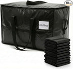 HOLDN’ STORAGE 10-Pack Moving Bags, Large Storage Totes with Zipper Lids, Heavy-Duty Reusable for Clothes, Bedding, Books, 30 Gallons Each