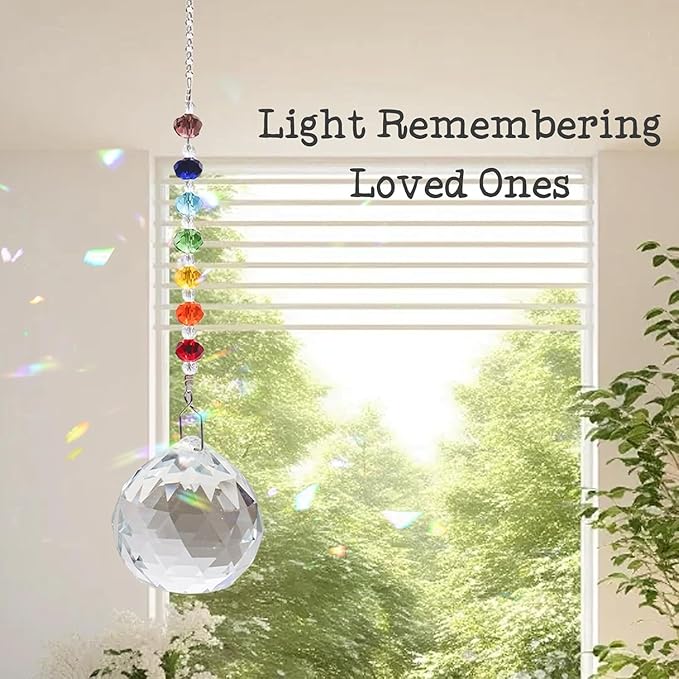 HEGELDA Memorial Gifts for Loss of Dad, Crystal Sun Catcher with Sympathy Poem Card, Refractive Prism Hanging Ornament, Father Bereavement Keepsake, Premium Gift Box Included