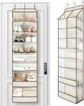 Yecaye Over the Door Shoe Organizer Hanging with Large Pockets, 8 Tier Back of Door Storage for Nursery, Closet and Bathroom, Partition Behind Door Organizers Shelf with Baby Clothes(1 Pack, Beige)