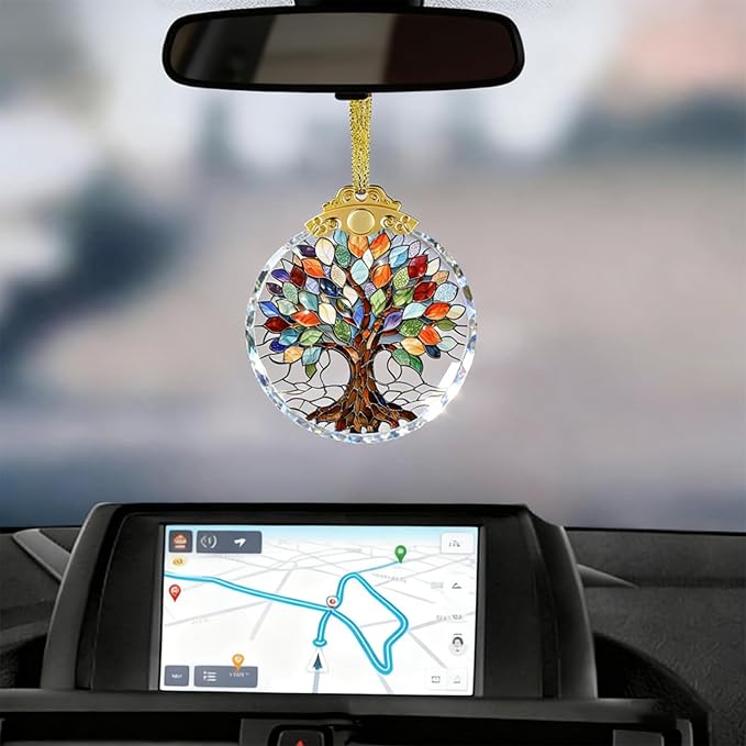 Tree of Life Stained Glass Thank You Gifts for Women Christmas Tree Decorations Crystal Ornaments Appreciation Gifts for Coworkers Teacher Best Friend Boss Birthday Gifts for Mom Car Hanging Ornament