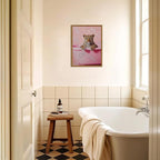 Funny Cheetah Bathroom Wall Art, Pink Leopard in Bathtub Wall Decor Paintings, Cute Animal Bathroom Poster Canvas Prints Maximalist Dopamine Girl Washroom Artwork 16x24 inch Framed