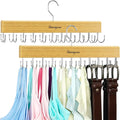 Belt & Bra Organizer for Closet - Tie Rack with 22 Rotatable Hooks, Stackable Space Saving Hanger for Women/Men, Tank Top Organizer - 2 Pcs