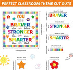Classroom Bulletin Board Decoration Set Welcome Banner Wall Door Decor Colorful Classroom Decorations for Kindergarten Preschool Elementary Middle School (Braver, Stronger, Smarter)