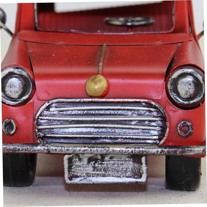 SOLUSTRE Vintage Model Retro Table Decoration Red for Unique Wrought Vehicle Ornament for Collectors and Desk Accessories