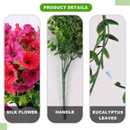 12 Bundles Morning Glory Artificial Flowers for Outdoor Decoration UV Resistant Fake Plastic Plants Artificial Greenery for Indoor Outdoor Garden Patio Window Box Home Decor
