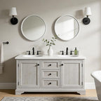 WallBeyond 24 Inch Round Wood Mirror, Circle Wooden Frame Wall Mirror for Bathroom, Living Room, Bedroom, Entryway (White)