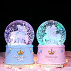 Unicorn Snow Globes for Girl,6.5IN Blue Music Snowglobes with LED Lights and Automatic Snowfall,Home Decor Glass Ball for Kids Bedroom Birthday for 5-18 Year Old Girl(6.5x4.1IN