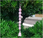 Handmade Natural Crystal Rose Quartz Car Hanging Ornaments for Home Decoration Feng Shui Ornament Yoga Meditation Car Decoration Tumbled Palm Stones