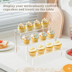 AZEAM Acrylic Riser,2 Pcs Clear Display Risers Stand Cologne Organizer Acrylic Shelves 3 Tier Shelf for Amiibo Funko POP Figures Cupcake Food Desserts Holder Perfume Collection Cosmetic Product