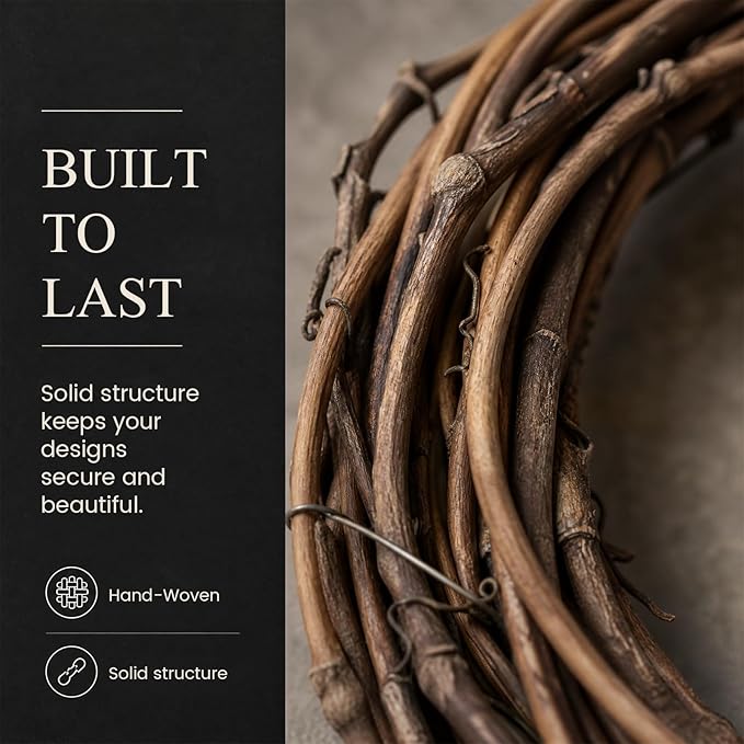 DomeStar 12PCS Natural Grapevine Wreaths, 4 Inch Small Wreath for Wall Decor, Crafts, Rattan Twig DIY Door Hanger for Home Wedding Spring Decorations