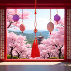 The Traditional Handwoven Sunflower Chinese Knot Double Tassel Pendant,Good for Entrance Door Decoration,car Hanging,Holiday Home Decoration,Blessings for Friends (red).