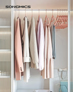 SONGMICS Velvet Hangers, Set of 30 Clothes Hanger with Rose Gold Swivel Hook, Non-Slip, and Space-Saving, 0.2-Inch Thick, 17.1-Inch Long for Coat, Shirt, Dress, Pants, Tie, Coral Pink UCRF21PK30