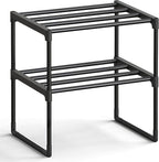 SONGMICS Shoe Rack, 2-Tier Shoe Organizer, Metal Storage Shelf, Upright or Upside Down, for 3-6 Pairs, Stackable, for Entryway, 11.8 x 16.7 x 14.8 Inches, Black ULSA002B01