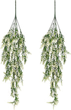 2 Pcs Artificial Lavender Teardrop Rattan, Spring Summer Front Door Hanging Floral Swags for Wall Basket Filler, Garden Home Easter Decoration-28.7in(White)