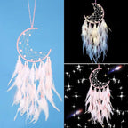 Dream Cathers Wall Decor, Crosszen Handmade Dream Catchers for Girls Kids with Pink Feather, Native American Dreamcatcher for Bedroom Home Decor Wall Hanging Ornament Craft