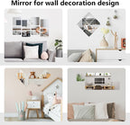 Shiftshade Wall Stickers - Unbreakable Self-Adhesive Mirror Tiles for Bedroom, Home, Gym, Door - Acrylic Shatterproof Sheets, Panels (8x8 Inch, 4 Pcs)