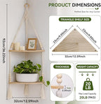 Artilady Macrame Wall Hanging Corner Shelf 2-Tier, Adjustable Boho Stable Shelves Display for Indoor Plants Candle Holder, Rustic Bedroom Living Room Home Decor (Beige Weave 2-Tier)