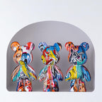 Graffiti Bear Statue, Resin Animal Sculpture Home Decor, Art Figurine Home Ornament Decoration for Office, Living Room, Bedroom, Book Shelf, TV Cabinet, Desktop