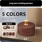 roygra Wooden Ash Tray with Lid (2 Pack), Outdoor Ashtray for Outside Patio, Smokeless Ashtrays for Cigarettes with 3 Holder, Smoking Accessories, Home Décor, Ashtrays for Smokers Indoor - Silver