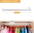 1.3 Inch Diameter Closet Rods for Hanging Clothes, Metal Heavy Duty Closet Rod 17-28 Inch Adjustable, White Closet Bar for Hanging Clothes, Suitable for Closet, Wardrobes, Bathroom, Windows