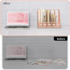 SUPEASY Desk Organizers Metal Desk Magazine File Holder with 5 Vertical Compartments Rack File Organizer for Office Desktop, Home Workspace, Rose Gold