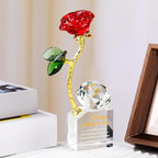 YWHL 25th Wedding Anniversary Rose Gifts for Couples, 25 Years Happy Anniversary Crystal Gift for Wife Husband, Crystal Rose Figurine with Silver Diamond, Romantic Valentines Day Present for Her Him