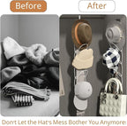 LINFIDITE 10 Pack Hat Rack Hanger Holder Organizer Closet Hanging Baseball Cap Display Storage Rack for Scarves Handbags Towels Clothes Ties Over Door Wall Mounted w Hanging Hook White