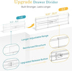Vtopmart 6 Pack 6" Tall Upgrade Drawer Dividers for Big and Deep Drawer, 12.8"-22.3" Adjustable Expandable Dresser Drawer Organizer, Clear Plastic Separators for Dresser, Baby Supplies, Kitchenware