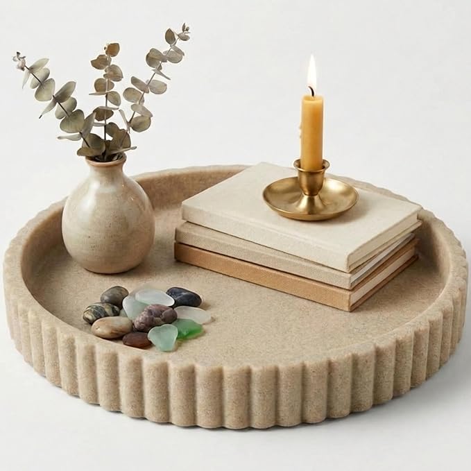 OAKOA Decorative Tray for Decor - Coffee Table Tray for Living Room - Round Tray for Home Decor - Coffee Table Decor Centerpiece - Modern Minimalist Centerpiece
