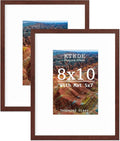 KTKDE 8x10 Picture frame Set of 2,Wine red Wooden Photo Frame 5x7mat or 8x10 Without Mat,Tempered Glass,10 by 8 Studio Gallery frames for Wall or Tabletop Family Friends Wedding Gift ideal gift