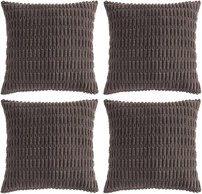 Fancy Homi 4 Packs Decorative Throw Pillow Covers for Living Room Couch Bed, Modern Farmhouse Boho Home Décor Accent Cushion Case, 20" x 20", Dark Brown