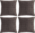 Fancy Homi 4 Packs Decorative Throw Pillow Covers for Living Room Couch Bed, Modern Farmhouse Boho Home Décor Accent Cushion Case, 12" x 12", Dark Brown