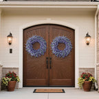 32" Lavender & Eucalyptus Wreath for Front Door, Porch, Window - Large Artificial Greenery Outdoor Wreath for Home, Farmhouse Decor - Spring, Summer, Fall, All Seasons (Purple)